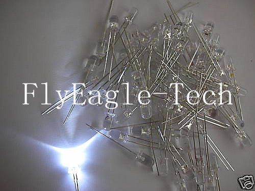 100pc White 3MM 12000mcd Super Bright Water Clear LED&#039;S