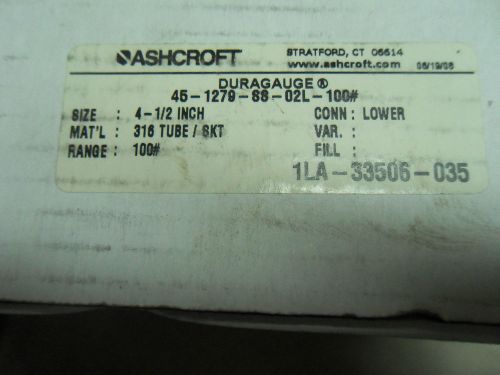 (o2-1) 1 new ashcroft 45-1279-ss-02l-100 gauge for sale