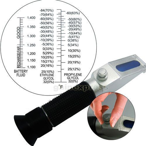 Portable battery acid antifreeze cleanung fluid glycol coolant refractometer °f for sale