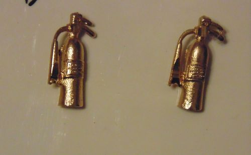 Fire Extinguisher Earrings, goldtone, new, 3/4&#034; tall x 1/2&#034; wide