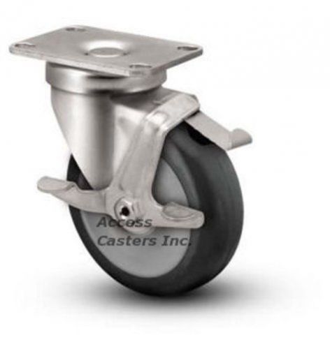 5a02psb 5&#034; swivel plate caster with brake, poly on poly wheel, 350 lbs capacity for sale