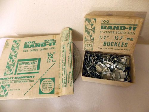 Lot 100 new band-it  c354 buckles  and banding 1/2&#034; strapping c304 for sale