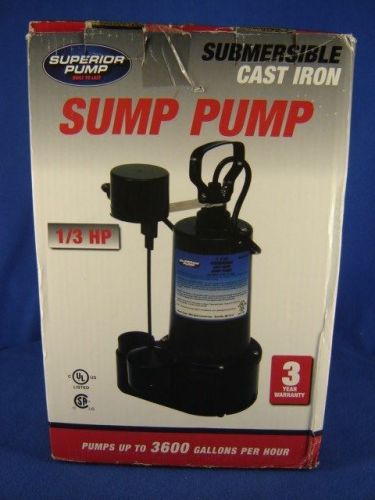 Superior Pump 1/3 HP High-Volume Submersible Sump Pump w/Vertical Float Switch