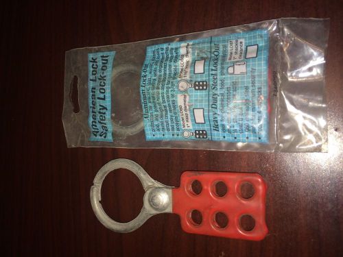 American lock safety lock out hasp 1-1/2&#034; with red poly resin coated handle for sale
