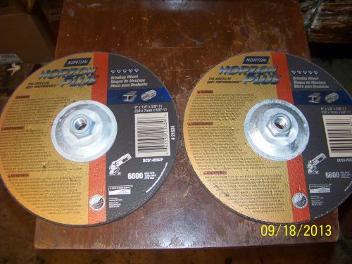 Lot of 2..... norton norzon plus 9 x 1/4 x 5/8 -11 grinding wheel.#21634 for sale