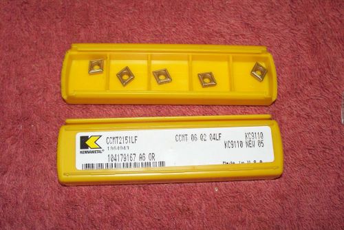 Kennametal    carbide inserts    ccmt 2151 lf      grade  kc9110     pack of 5 for sale