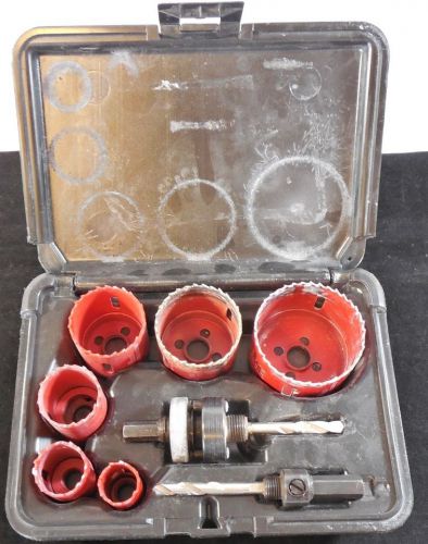Electrician&#039;s hole saw kit m.k. morse #av02e w/ case - usa, bi-metal, tool for sale