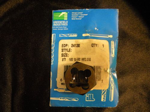 GREENFIELD HEX rethreading DIE  1/2 13 nc   new in package # 24130