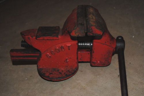 Vintage 4” scout bench vise with pipe jaws for parts or repair for sale