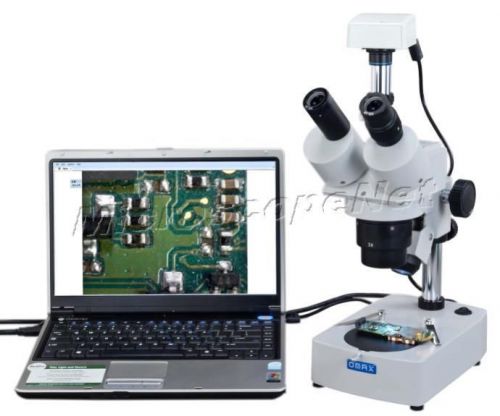 Stereo Trinocular Microscope 10X-20X-30X-60X with 1.3MP USB Camera