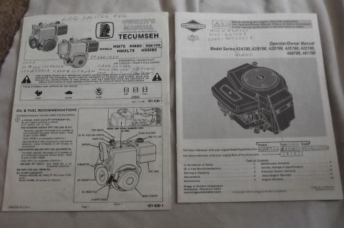 2 Small Engine Owners Manuals, Briggs &amp; Stratton, Tecumseh