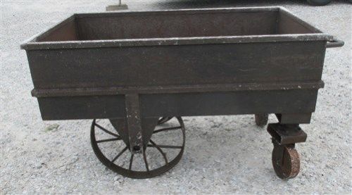 Factory Cart Miners Ore Bed Steel Cast Iron Wheel Industrial Age Mine Railroad g
