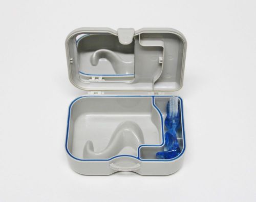DENTURE RETAINER CASE BOX WITH MIRROR AND CLEANING BRUSH - 1 PC