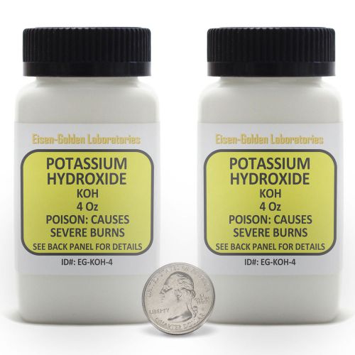 Potassium Hydroxide [KOH] 99% ACS Grade Flake 8 Oz in an Easy-Pour Bottle USA