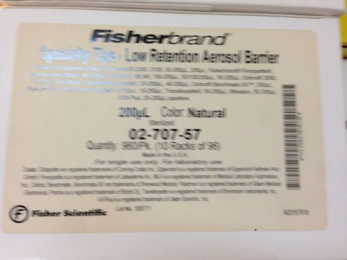 Lot of (960) 02-717-27 FisherBrand 1-200uL Low Retention Pepet Tips (NIB!)