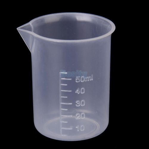 50ml transparent plastic kitchen lab graduated beaker measuring cup measurement for sale