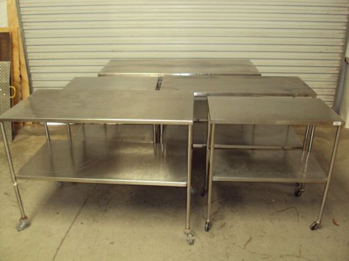 Lot 5 Stainless Steel Utility Back Tables Rolling Surgery Surgical OR Table