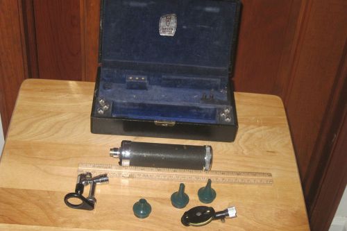 VINTAGE ANTIQUE WELCH ALLYN Ophthalmoscope KIT LEATHER CASE WITH ACCESSORIES