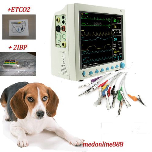 CE&amp;FDA ETCO2+ 2IBP VET Patient Monitor ECG NIBP PR Spo2 Tem Resp CMS8000 For Pet