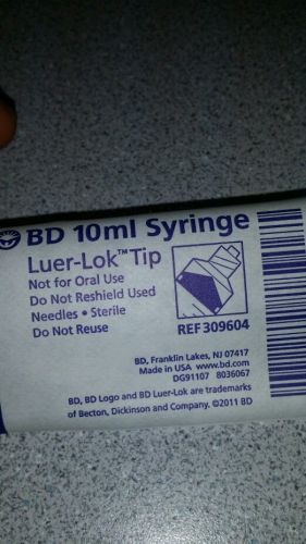 10pcs. Brand New Sealed BD Luer Lok Sterile B-D 10 mL Syringe Latex-Free 309604