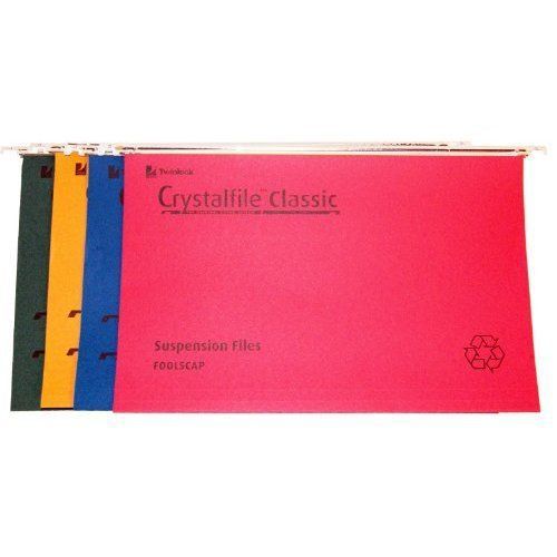 Rexel crystalfile classic foolscap suspension file 15 mm assorted colours (20 pa for sale