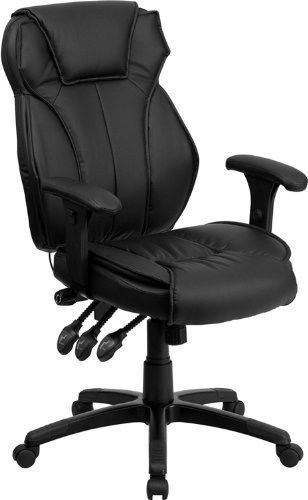 Chair,Executive Office Flash Furniture High Back Black Leather/wTriple Paddle Co
