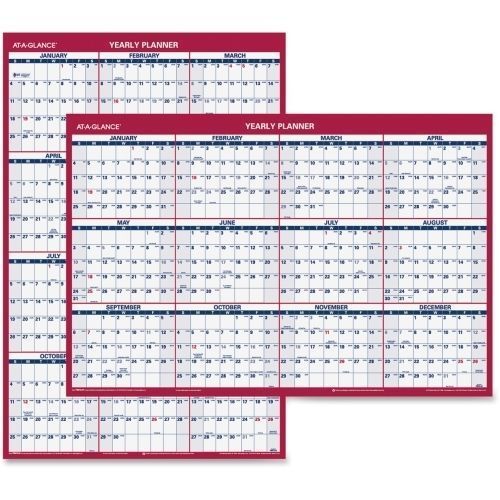 New ! 2015 At-A-Glance Reversible Yearly Wall Calendar -36&#034;x24&#034;-1 Year-White