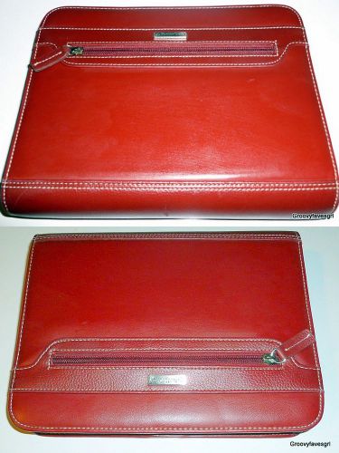 Franklin covey planner faux red leather organizer full zipper 7 ring binder for sale
