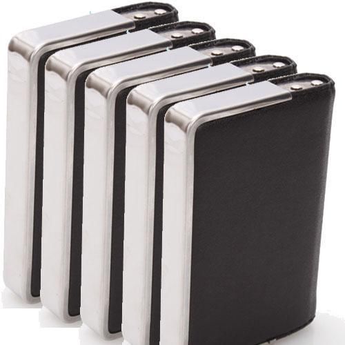 5  pcs stainless steel artificial leather business credit id card case holder for sale