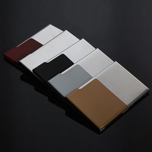 Stainless  Semi-open Pocket Business Name ID Credit Card Holder Cover Case