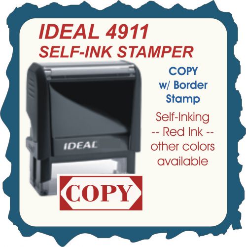 Copy w/border, custom made self inking rubber stamp 4911 red ink for sale