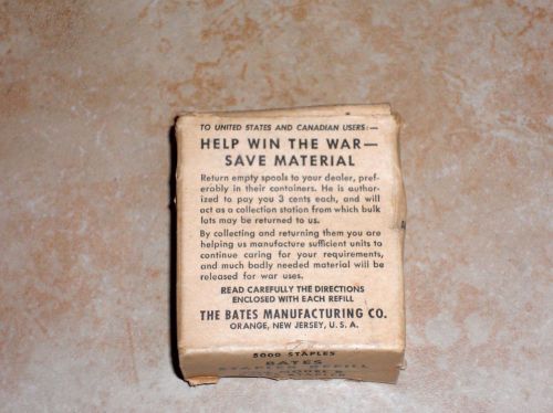 Rare War-Era Bates Model B Stapler Refill Spool in Original Box w/ Instructions