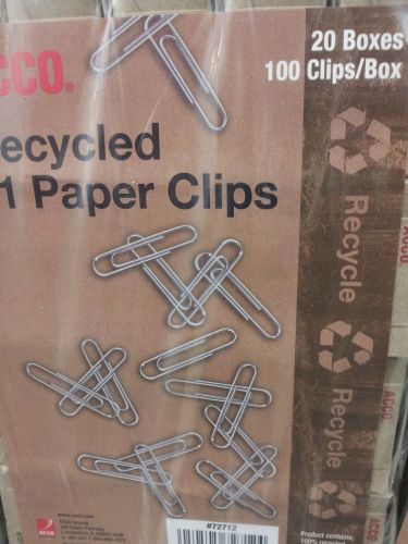 ACCO RECYCLED #1 PAPER CLIP ( 2,000 PER CASE ) ENVIRONMENTALLY FREINDLY