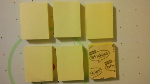 Staples Stickies Recycled Yellow Note Sheets (Set of SIX unused Pads)
