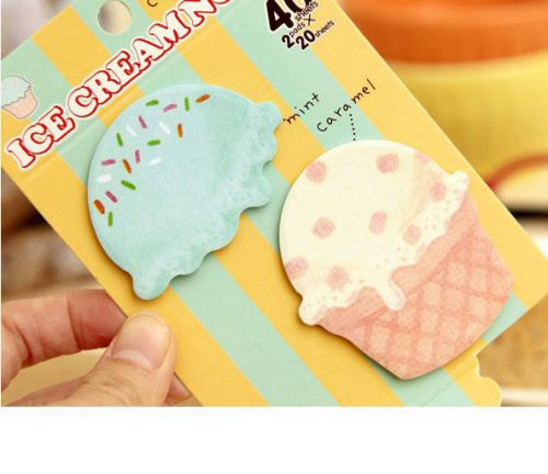 1 set Ice cream Bookmark Memo Pad Gift Message Post It Sticker Decoration Memo