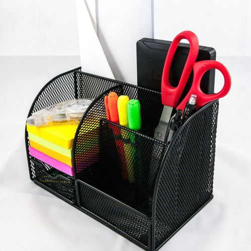 Drawer Desk Organizer Metal Mesh Office Home Cubicle Countertop Clutter Notepads