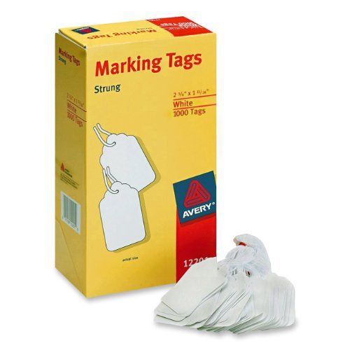 Avery 12201 White Marking Tags Strung w/ Knotted String, 2.75&#034; x 1.68&#034;-Pack 1000