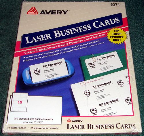 Avery 5371 Laser Printer Business Cards 2&#034;X3.5&#034; Micro-Perfed 250 Cards SEALED!