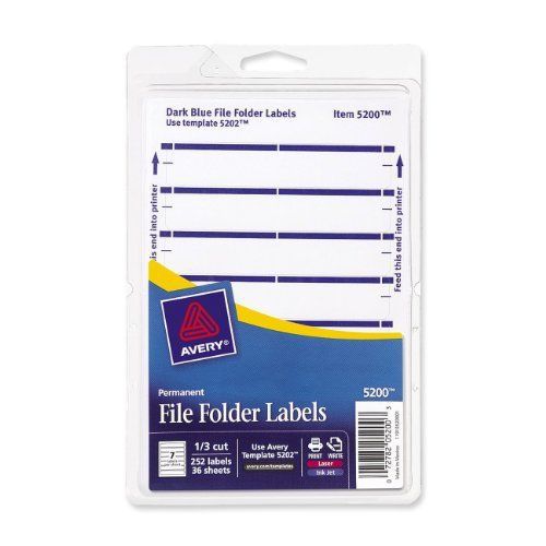 Avery filing label - 0.68&#034; width x 3.43&#034; length - 252 / pack - (ave05200) for sale