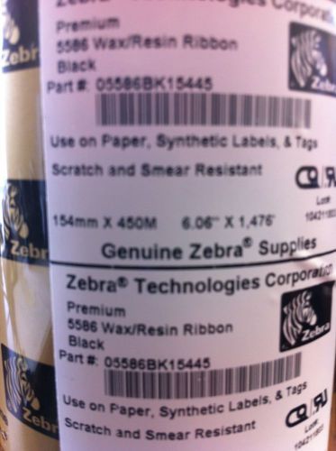 Genuine Zebra Thermal Wax Resin Printer Ribbon 05586BK15445 6.06 x 1476&#039; New