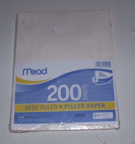 NEW Filler Paper by Mead  Wide Ruled  200 Sheets