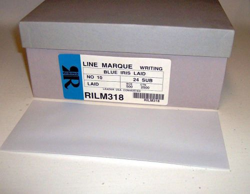 Box of 500 #10-24 Rising Line Marque BLUE IRIS Laid Finish Writing Envelopes