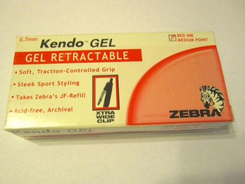 Zebra Pen Kendo Retractable Gel Pen 1 Dozen Red Ink