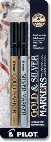 New pilot gold and silver permanent marker  extra fine point  set of 2 markers for sale