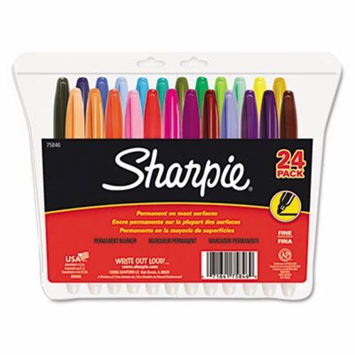 Sharpie Permanent Markers, Fine Point, Assorted, 24/Set (SAN75846)