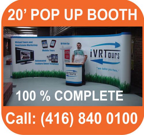 20&#039; pop up booth trade show display exhibit + graphics + 2 podiums + 4 lights for sale