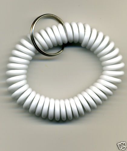 (50) Spiral Wrist Coil Key Chains - WHITE