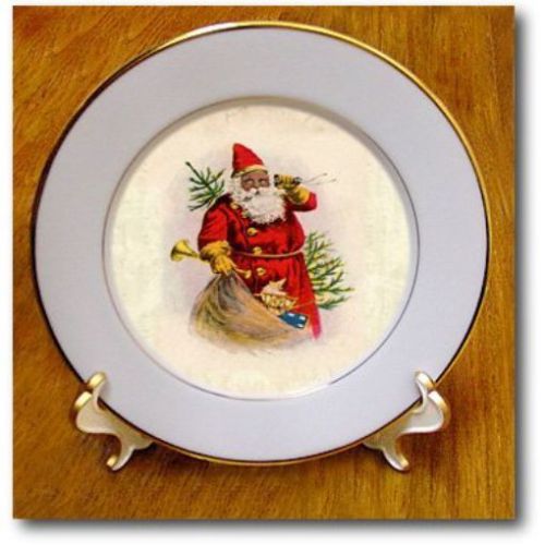 3dRose cp_62169_1 Illustration of African American Santa Claus Porcelain Plate