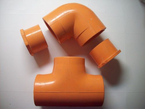 Lot of 4 spears 2&#034; cpvc sch80 elbow tee reducers fire orange pipe fittings for sale