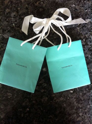 LOT OF 2 TIFFANY &amp; CO. MINI GIFT SHOPPING BAGS SMALL SIZE NICE SHAPE!!!